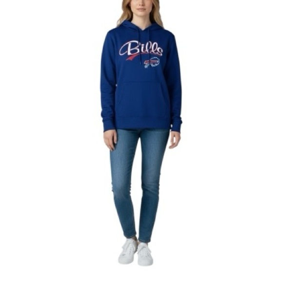 Buffalo Bills Blue Logo NFL Hooded Cotton Blend Sweatshirt S Josh Allen ❤️ 🏈 - Picture 5 of 5